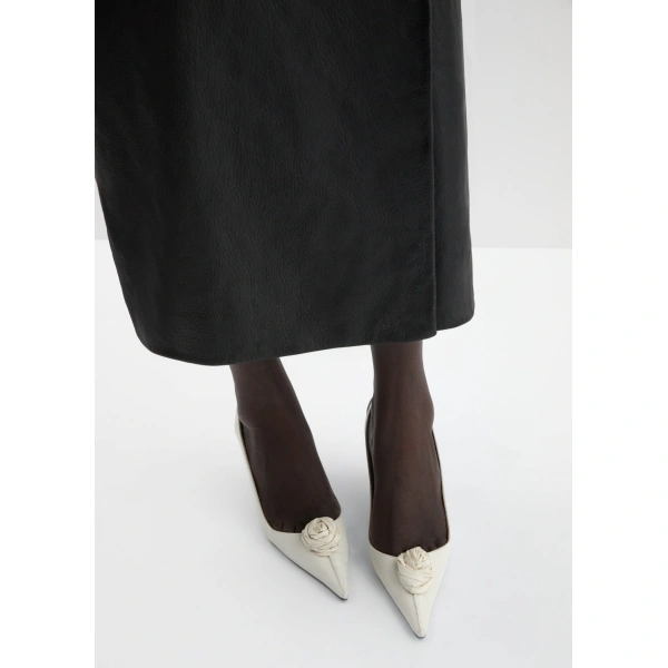 Magda Butrym Rose slingback pumps in cream satin, view 5