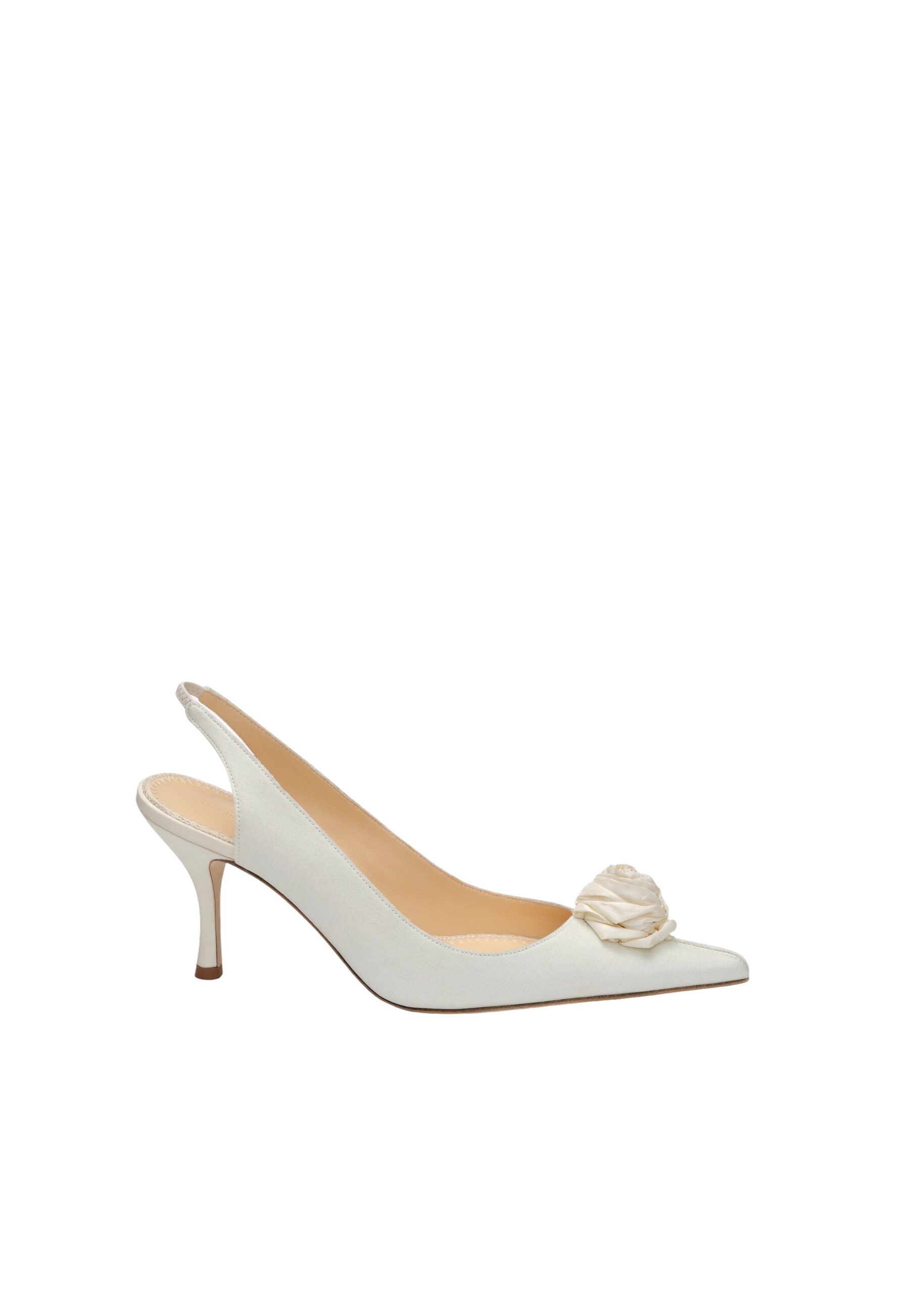 Magda Butrym Rose slingback pumps in cream satin | Shoes | Coveti Magda Butrym Rose slingback pumps in cream satin