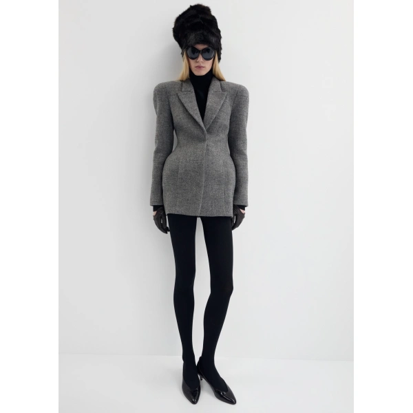 Magda Butrym Sculpted wool hourglass blazer in grey, view 3