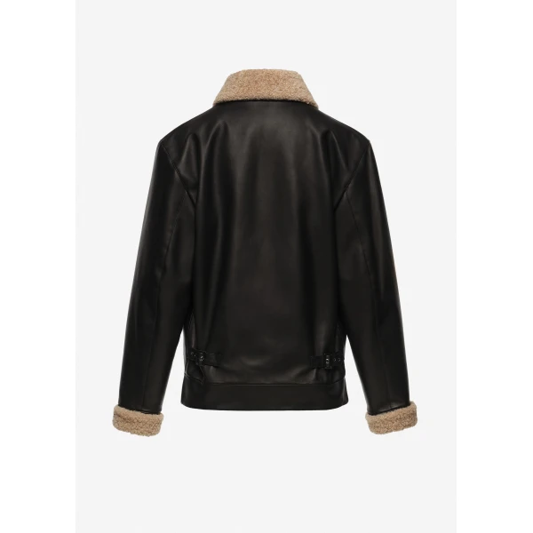 Magda Butrym Shearling leather jacket in black, view 2