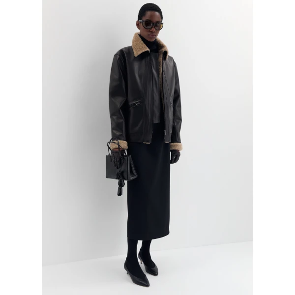 Magda Butrym Shearling leather jacket in black, view 3