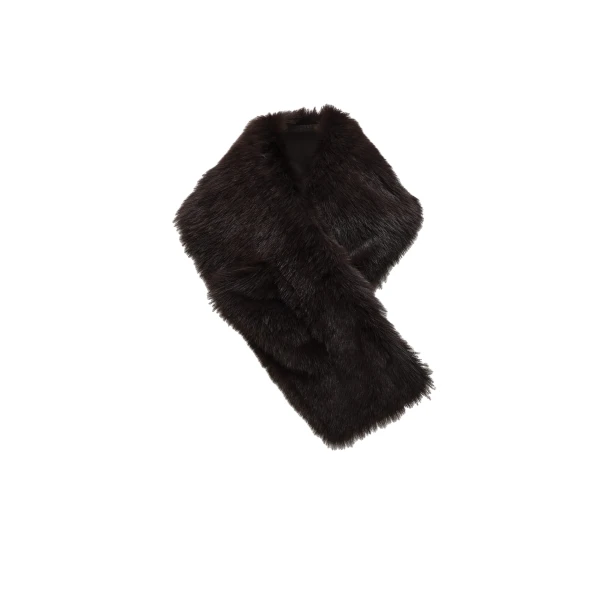Short fur scarf in dark brown