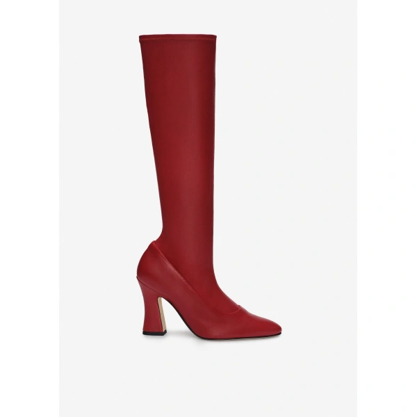 Magda Butrym Thick heel leather boots in red, view 2