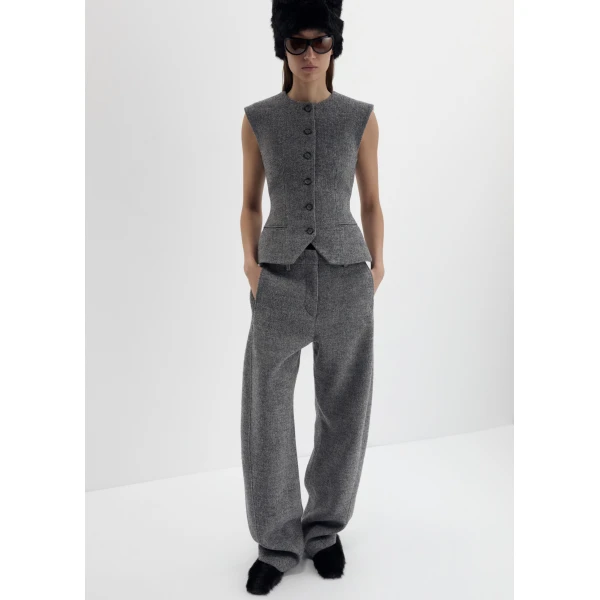 Magda Butrym Wide-leg low-rise trousers in grey, view 4