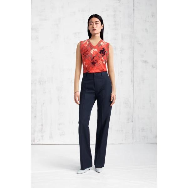 Maison Margiela Argyle Knit Sleeveless Top in Red | Sweaters | Coveti