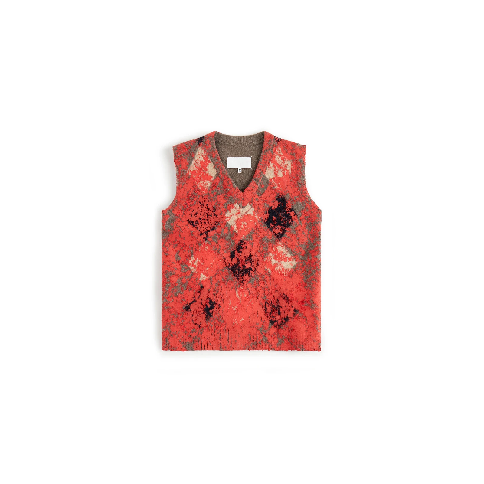 Maison Margiela Argyle Knit Sleeveless Top in Red Maison Margiela Argyle Knit Sleeveless Top in Red | Coveti