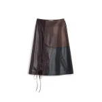 Maison Margiela Assemblage Calf Leather Midi Skirt in Brown | Coveti