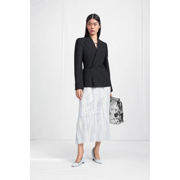 Maison Margiela Belted Peak-Lapel Wool Blazer in Dark Grey | Blazers | Coveti