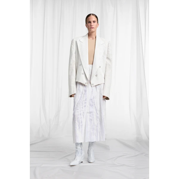 Maison Margiela Bianchetto Double-Breasted Wool Blazer in Pink Beige | Blazers | Coveti