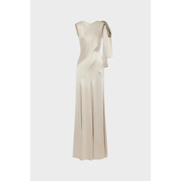 Maison Margiela Bias-Cut Evening Gown in Brown Check | Evening Gowns | Coveti
