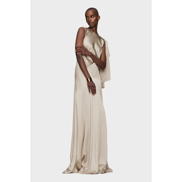 Maison Margiela Bias-Cut Evening Gown in Brown Check | Evening Gowns | Coveti