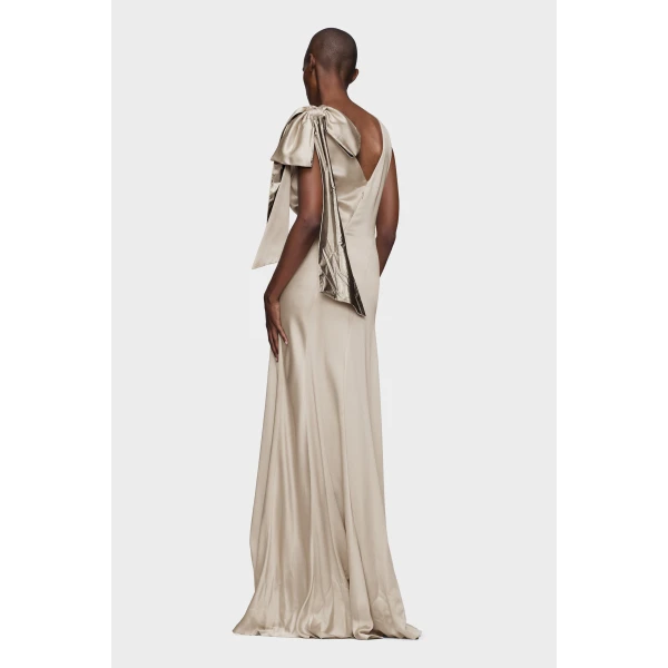 Maison Margiela Bias-Cut Evening Gown in Brown Check | Evening Gowns | Coveti