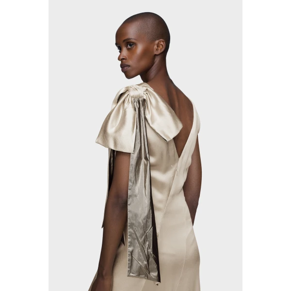 Maison Margiela Bias-Cut Evening Gown in Brown Check | Evening Gowns | Coveti