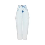 Maison Margiela Bleached Cut-Out Jeans in Light Indigo | Coveti