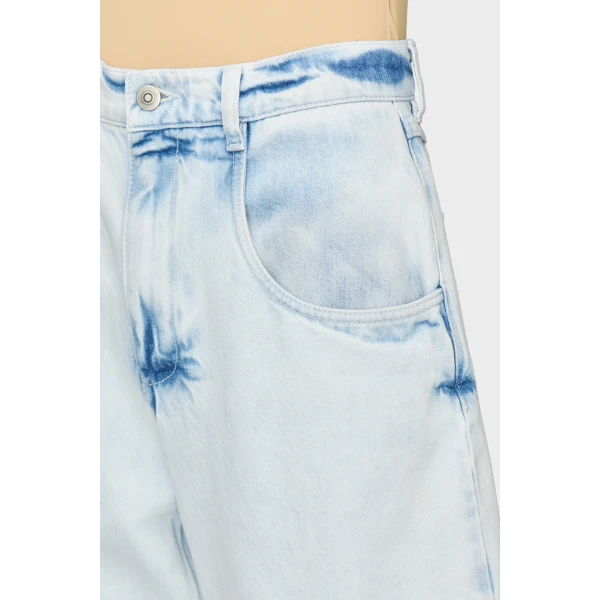 Maison Margiela Bleached Cut-Out Jeans in Light Indigo | Denim | Coveti
