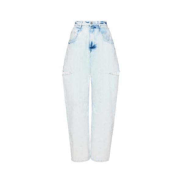 Bleached Cut-Out Jeans in Light Indigo