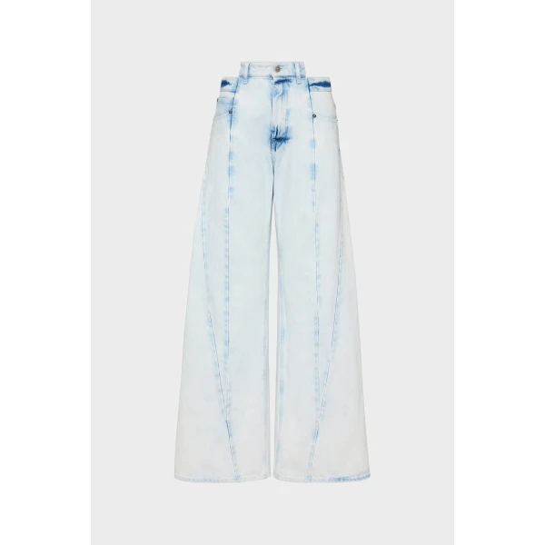 Maison Margiela Bleached Spliced Jeans in Light Indigo | Denim | Coveti