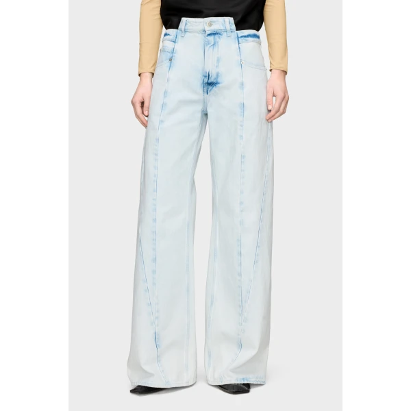 Maison Margiela Bleached Spliced Jeans in Light Indigo | Denim | Coveti