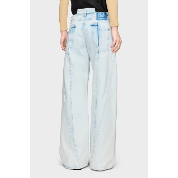 Maison Margiela Bleached Spliced Jeans in Light Indigo | Denim | Coveti