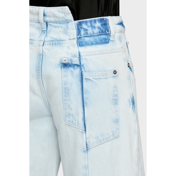 Maison Margiela Bleached Spliced Jeans in Light Indigo | Denim | Coveti