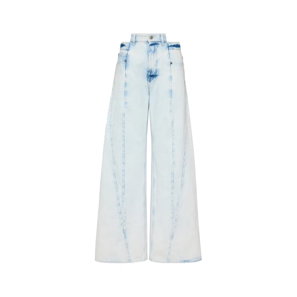 Bleached Spliced Jeans in Light Indigo