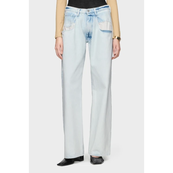 Maison Margiela Bleached Straight-Leg Jeans in Light Indigo | Denim | Coveti