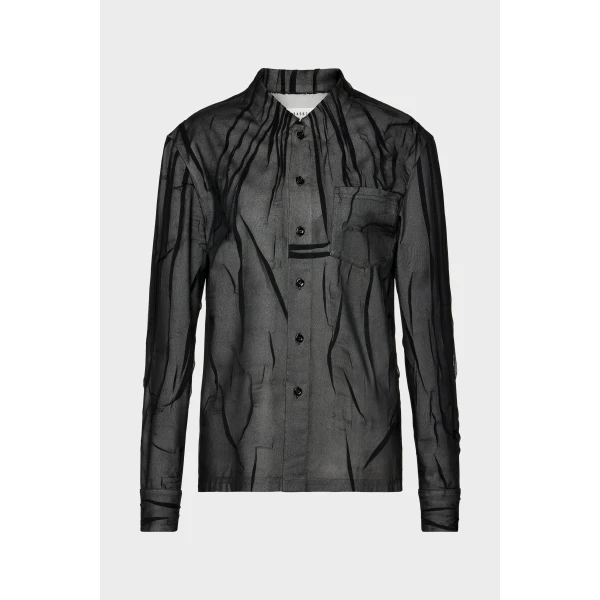 Maison Margiela Bonded Crease Long-Sleeve Shirt in Black | Shirts | Coveti