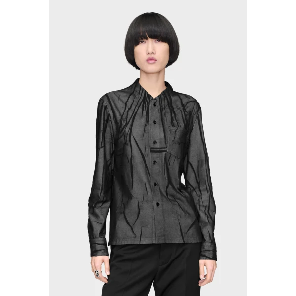 Maison Margiela Bonded Crease Long-Sleeve Shirt in Black | Shirts | Coveti