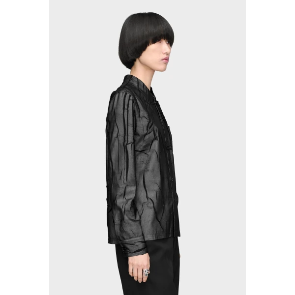 Maison Margiela Bonded Crease Long-Sleeve Shirt in Black | Shirts | Coveti