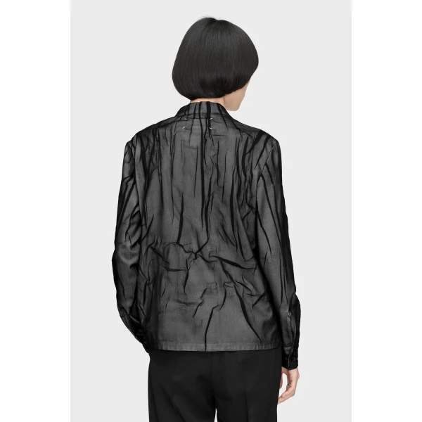 Maison Margiela Bonded Crease Long-Sleeve Shirt in Black | Shirts | Coveti