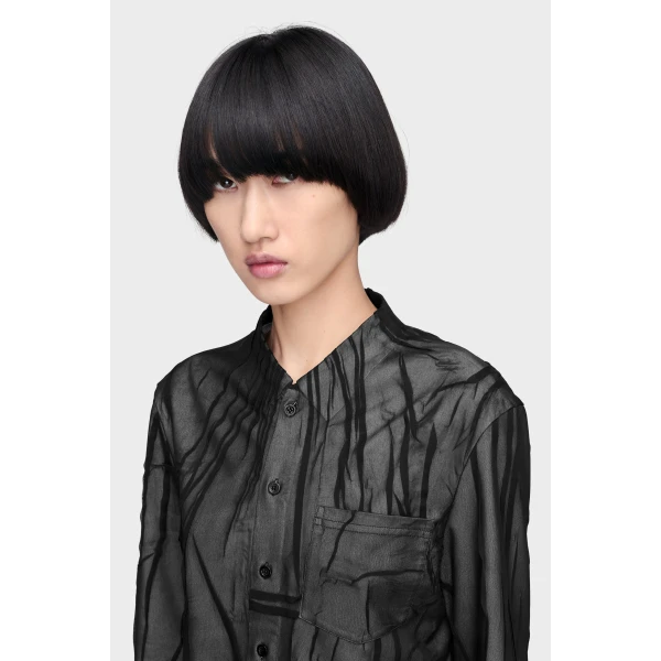 Maison Margiela Bonded Crease Long-Sleeve Shirt in Black | Shirts | Coveti