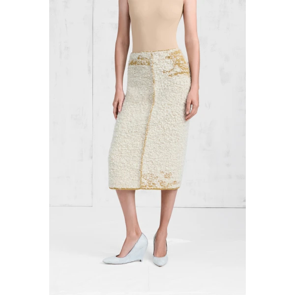 Maison Margiela Boucle Midi Skirt in White | Midi Skirts | Coveti
