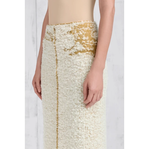Maison Margiela Boucle Midi Skirt in White | Midi Skirts | Coveti