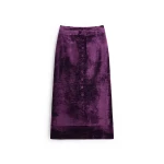 Maison Margiela Button-Front Velvet Midi Skirt in Purple | Coveti