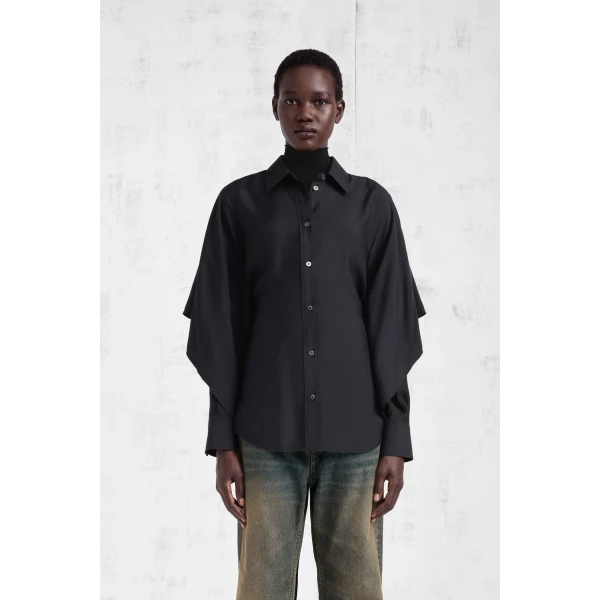 Maison Margiela Cape-Sleeve Shirt in Black | Shirts | Coveti