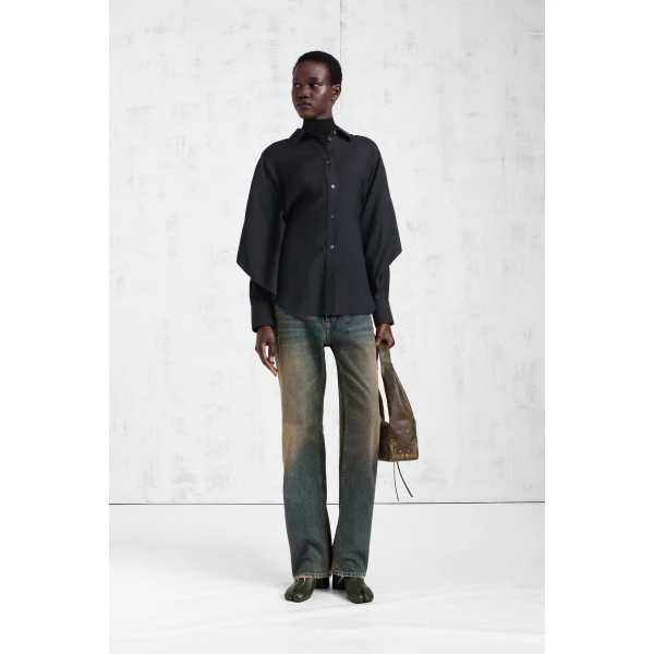 Maison Margiela Cape-Sleeve Shirt in Black | Shirts | Coveti