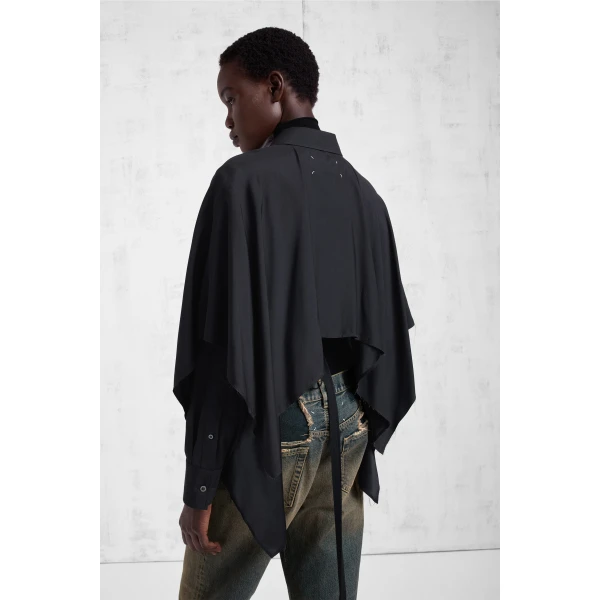 Maison Margiela Cape-Sleeve Shirt in Black | Shirts | Coveti