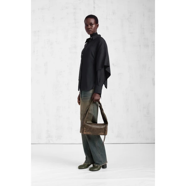 Maison Margiela Cape-Sleeve Shirt in Black | Shirts | Coveti