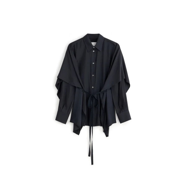 Cape-Sleeve Shirt in Black