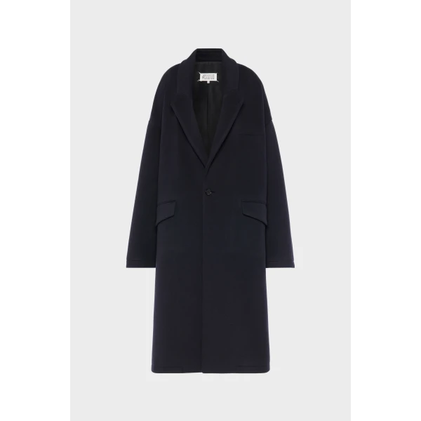 Maison Margiela Cashmere Coat in Dark Blue | Wool Coat | Coveti