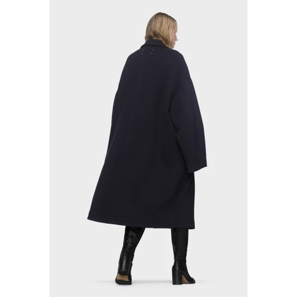 Maison Margiela Cashmere Coat in Dark Blue | Wool Coat | Coveti