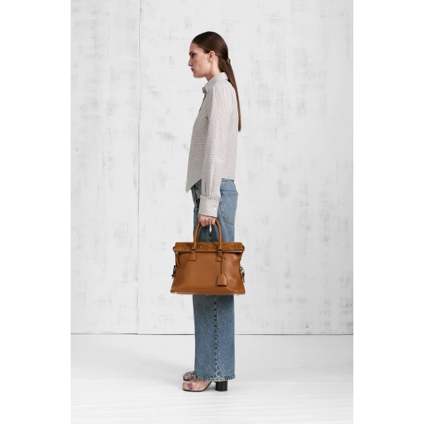 Maison Margiela Check Cotton Swallowtail Shirt in Light Grey | Shirts | Coveti