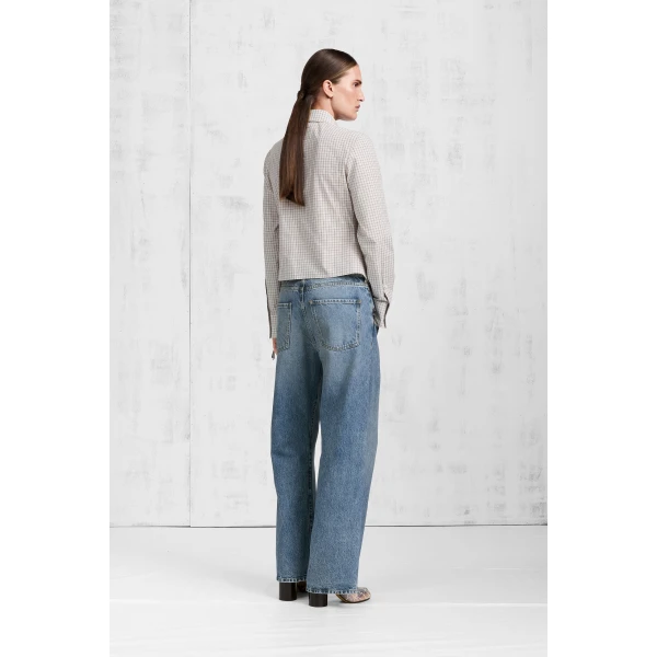 Maison Margiela Check Cotton Swallowtail Shirt in Light Grey | Shirts | Coveti