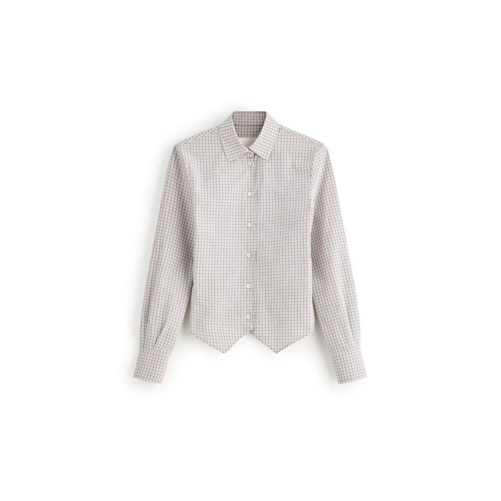 Maison Margiela Check Cotton Swallowtail Shirt in Light Grey Maison Margiela Check Cotton Swallowtail Shirt in Light Grey | Coveti