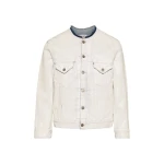 Maison Margiela Collarless Denim Jacket in White | Coveti