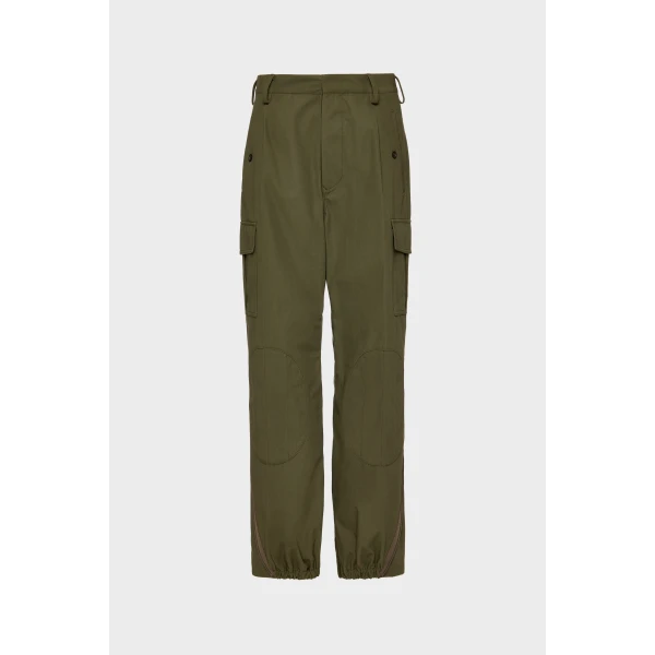 Maison Margiela Cotton Cargo Trousers in Olive | Wide leg pants | Coveti