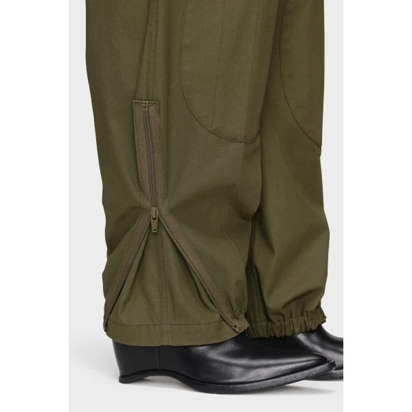 Maison Margiela Cotton Cargo Trousers in Olive | Wide leg pants | Coveti