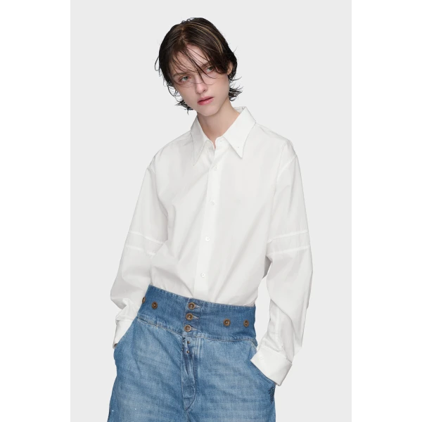 Maison Margiela Cotton Poplin Shirt in White | Shirts | Coveti