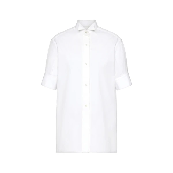 Cotton Short-Sleeve Shirt in White
