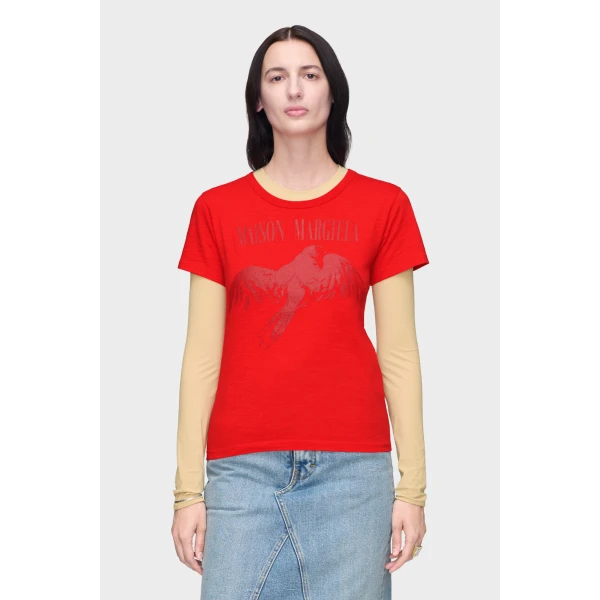 Maison Margiela Cotton T-Shirt in Red | T-shirts | Coveti